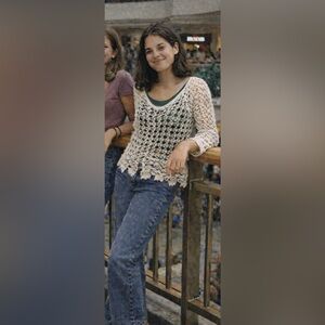 Elegant Cream Crochet Sweater